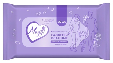 Влажные салфетки Meggi Влажные универсальные салфетки Softex 20 20 шт