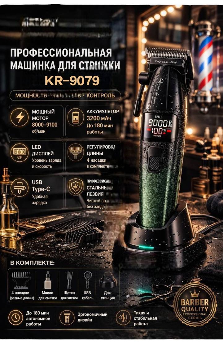 Машинка для стрижки KR-9079 зеленый
