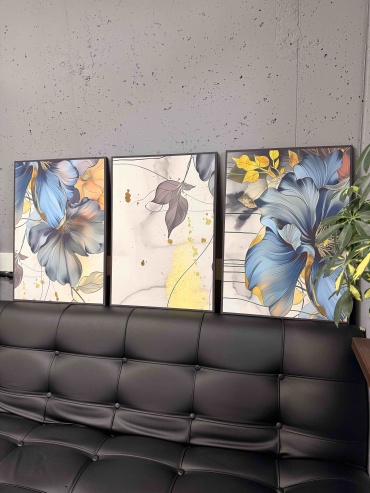 ML Print модульная картина Blue flowers 150x70 см