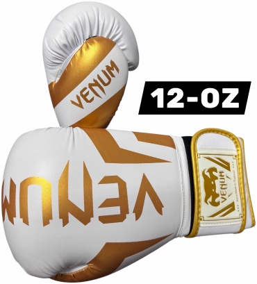 Боксерские перчатки Venum 12 oz белый, золотистый