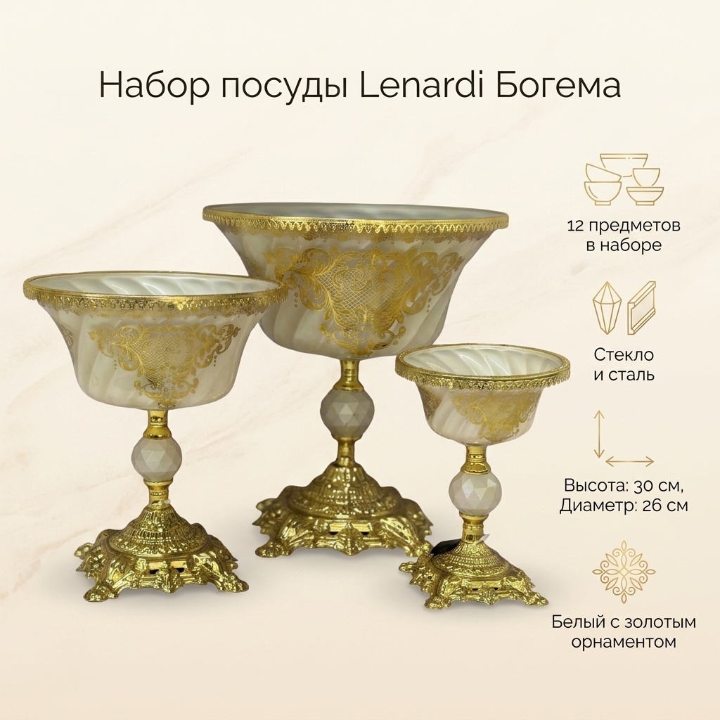 Фруктовница Lenardi BY JAMI 12 шт, стекло, сталь, 30х26 см