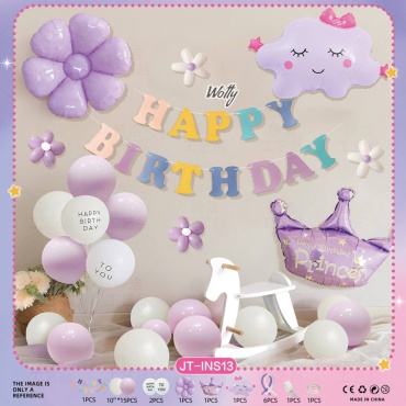 Набор воздушных шаров Wotty Happy birthday 27 шт, фиолетовый
