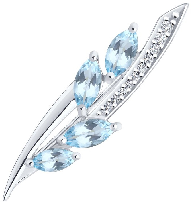 Брошь Diamant 62297 вес 1.91 г серебро, фианит