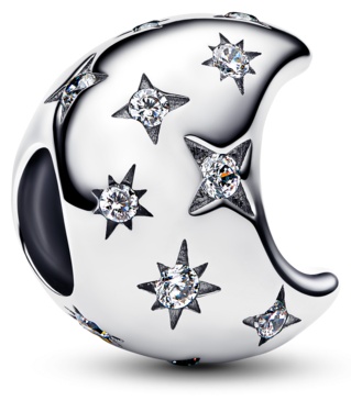 Шарм PANDORA «Месяц и звезды» 794254C01 вес 2.72 г серебро, цирконий