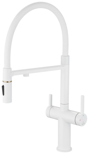 Смеситель с гибким изливом Rose R458C, латунь, цвет белый