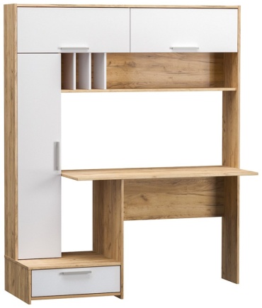 Стол компьютерный с надстройкой Aiba Mebel Лайт, 150х57x180 см, белый, коричневый