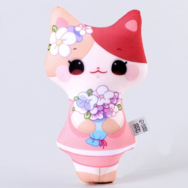 Мягкая игрушка mni mnu Котенок с цветами, высота 21 см, розовый