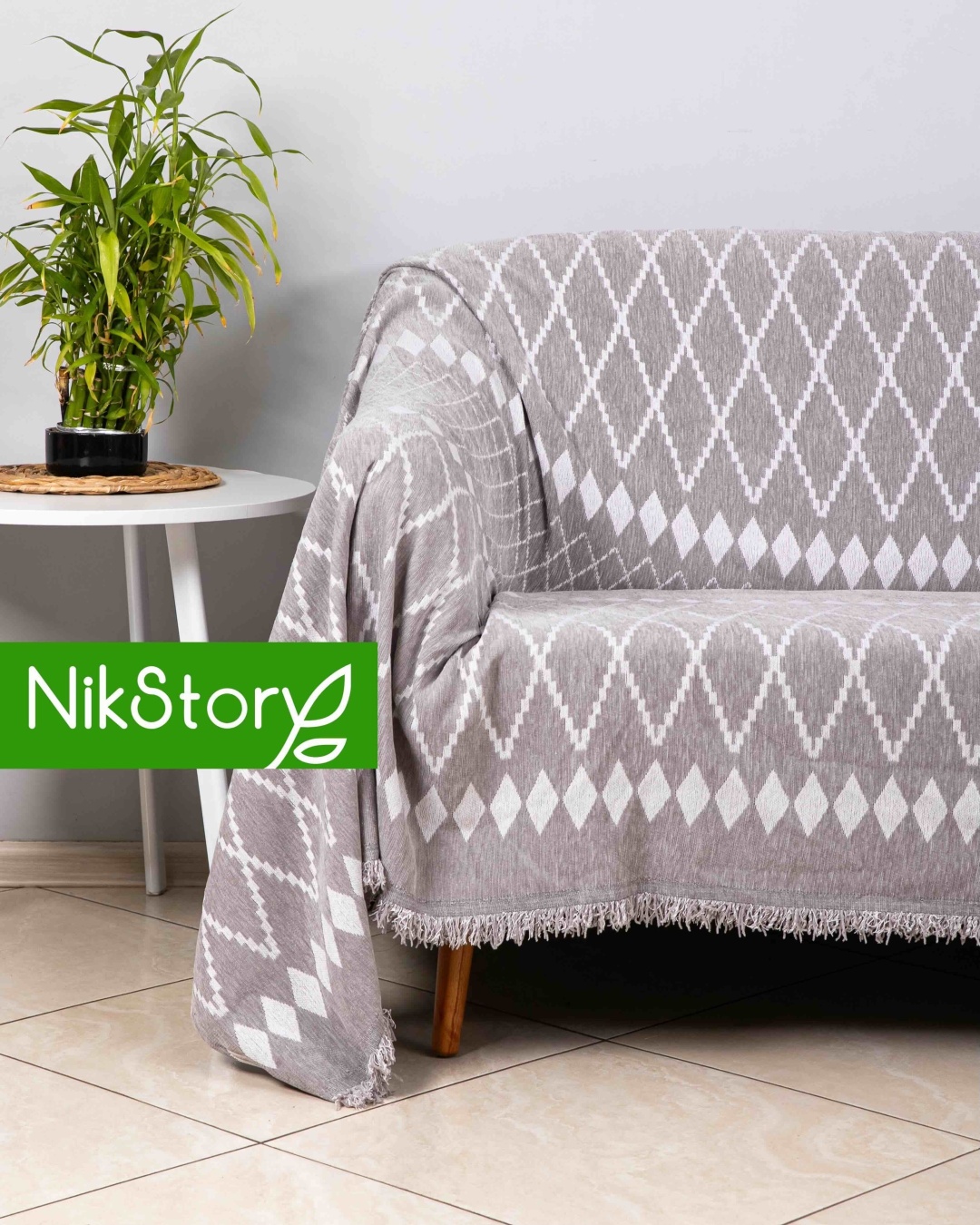 NikStory дивандек для дивана ромб серый 180х300