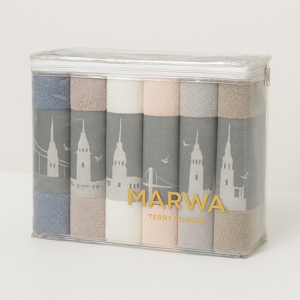 Набор полотенец Marwa 138x70 см, хлопок, махровая ткань, 6 шт,
