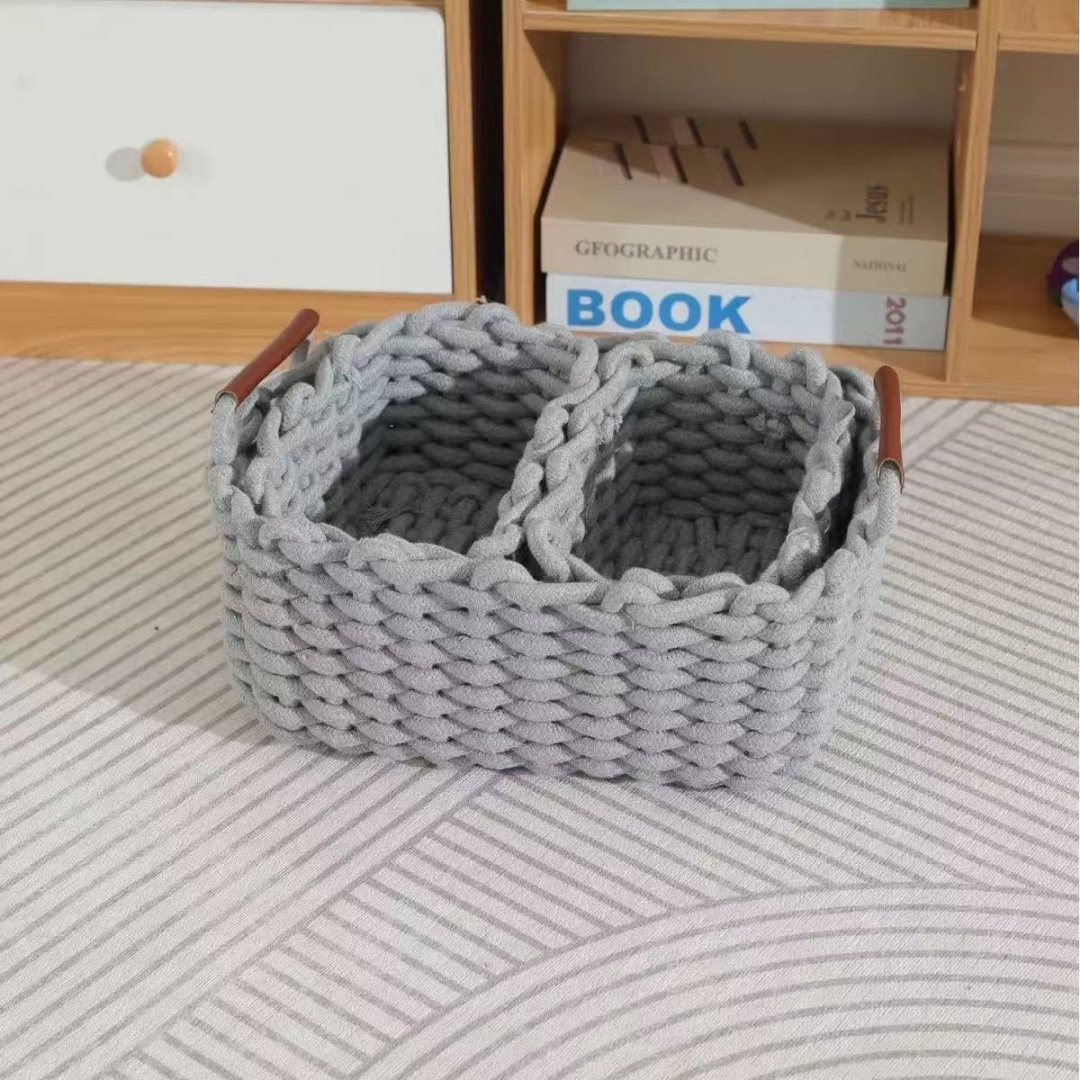 Корзина универсальная 33x25x16 см, текстиль, джут