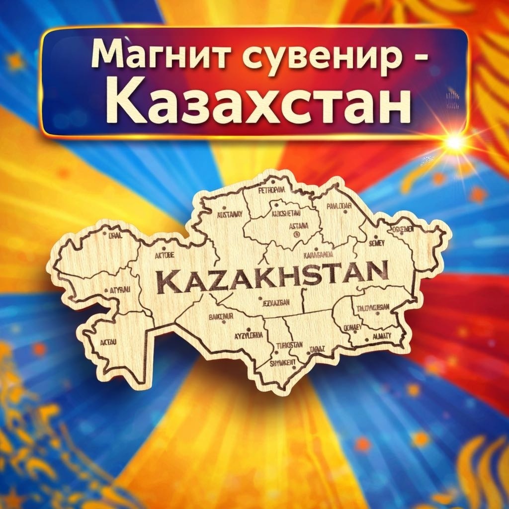 WoodLab магнит-сувенир карта Казахстана 1 шт