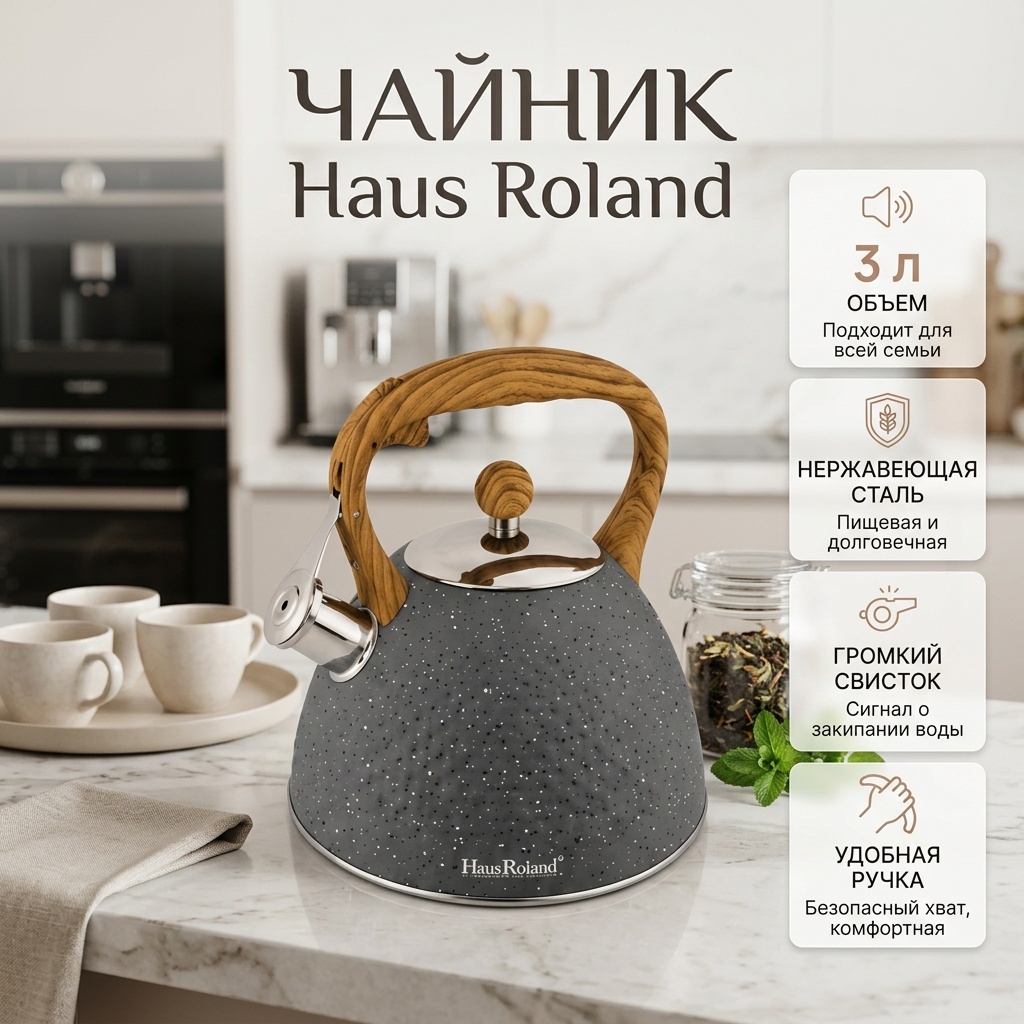 Чайник HR759-4 HR759-4 3 л, нержавеющая сталь