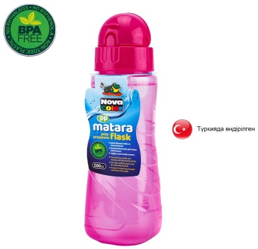 Бутылка Nova Color 0.5 л розовый, крышка с трубочкой, полипропилен