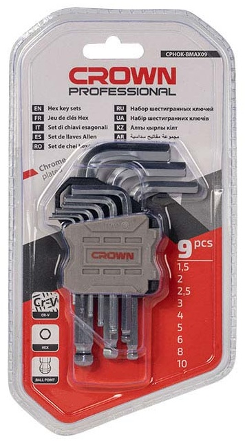 Набор шестигранных ключей CROWN арт.CPHOK-BMAX09, 9 шт.