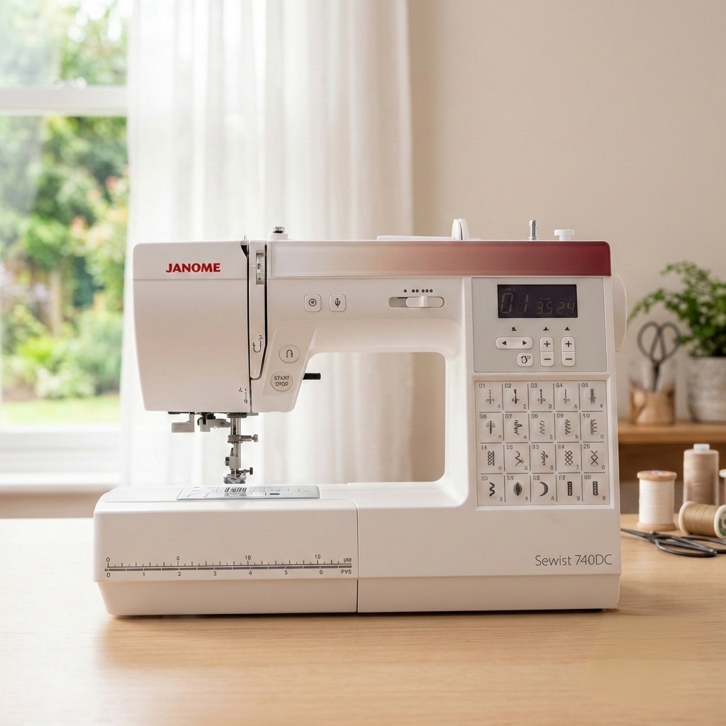 Швейная машина Janome Sewist 740 DC белый-бордовый