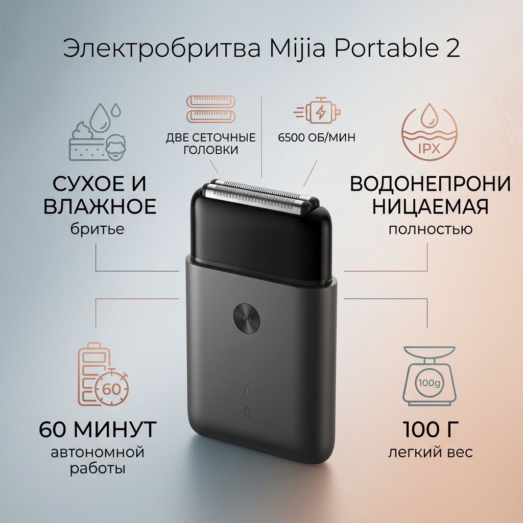 Электробритва Xiaomi Mijia Portable Electric Shaver 2 сеточная