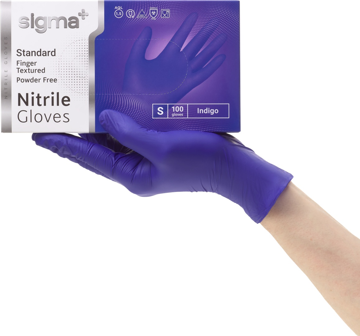 Sigma+ перчатки 788364408235 фиолетовый 100 шт