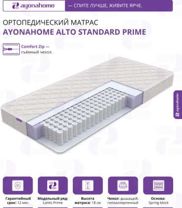 Матрас Ayonahome ALTO Standard Prime, 150x200x18 см