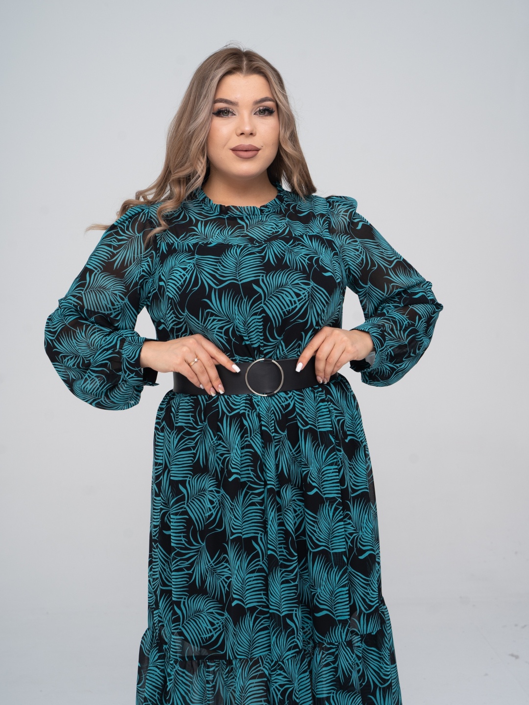 Повседневное платье YVA FASHION черный, бирюзовый