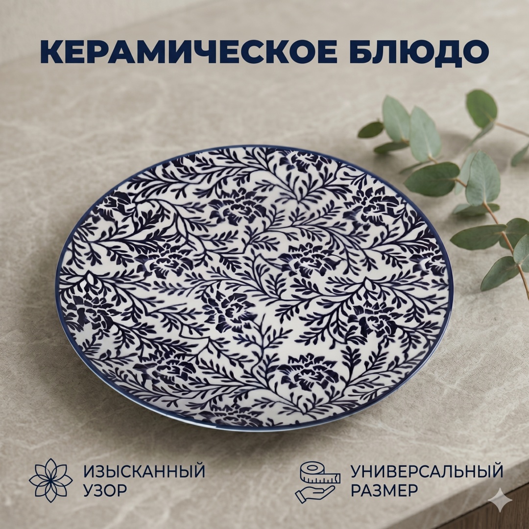 Тарелка 15 см, 1 шт, керамика