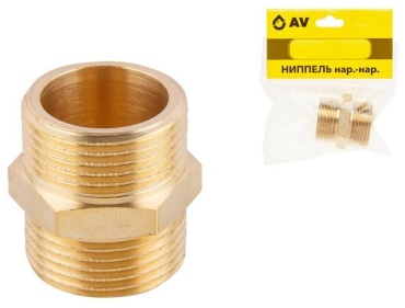 AV Engineering ниппель 3/4 3/4, латунь, 1 шт
