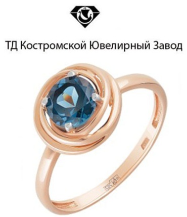 Кольцо ТД Костромской Ювелирный Завод 2000572284 размер 18 вес 2.22 г золото, лондон топаз