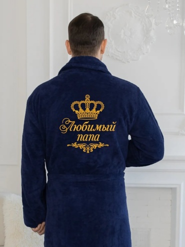 Махровый халат синий
