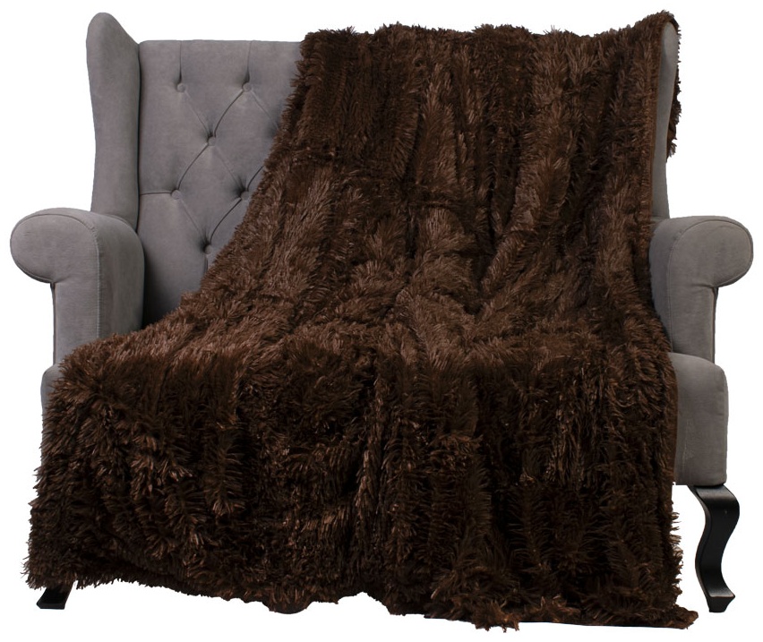 Плед IVI Brown 160х200 см, искусственный мех, коричневый