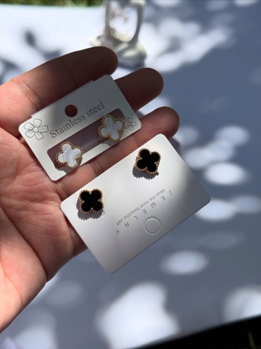 Серьги Stainless Steel титан, искусственный камень