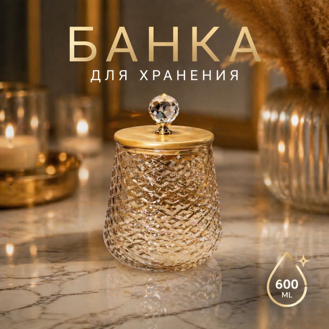 BayStore сахарница Mb-54 Crystal Gold 1 шт, стекло, бамбук