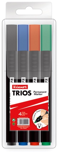 Маркер LUXOR 33200/4WT, 4 шт, 2 мм, черный, синий, красный, зеленый