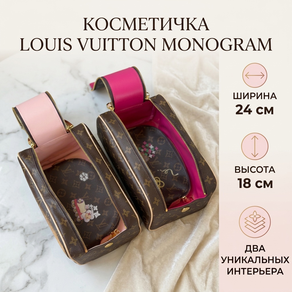 Косметичка искусственная кожа коричневый 18X24 см