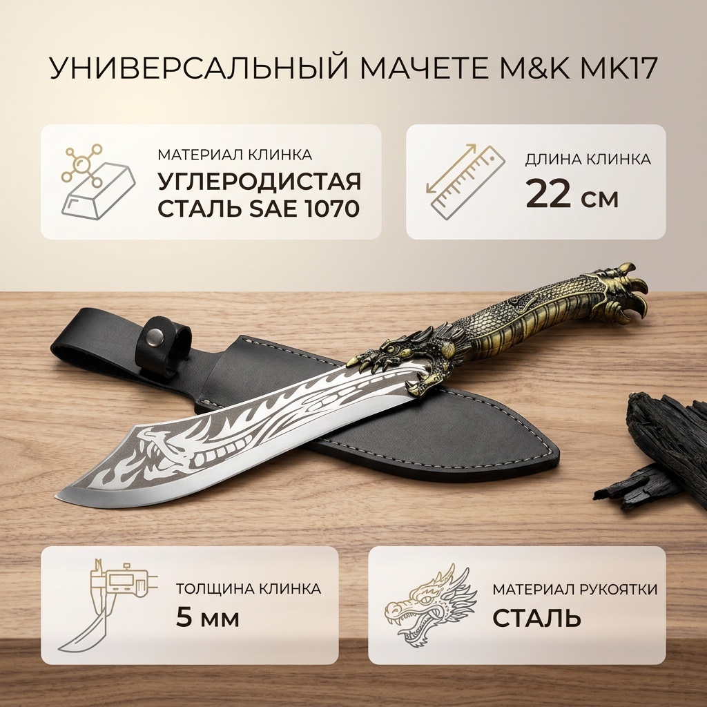 Нож универсальный M&K, лезвие: углеродистая сталь 1 шт