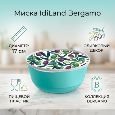 Миска IdiLand Bergamo 17х17 см, пластик, 1 шт