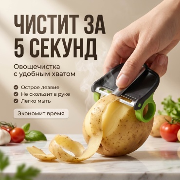 Овощечистка ZENVOR нержавеющая сталь, силикон, зеленый