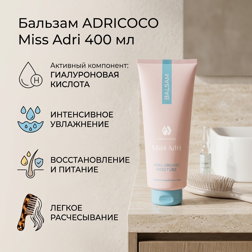 ADRICOCO Miss Adri Hyaluronic Moisture бальзам 400 мл