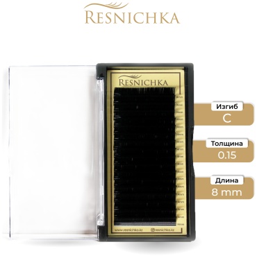 Resnichka единичные C 0.15 мм черный 8 мм