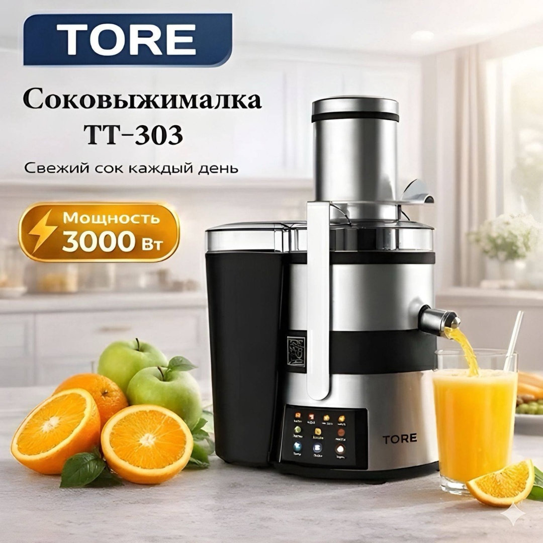 Соковыжималка TORE TT-303 черный, серебристый