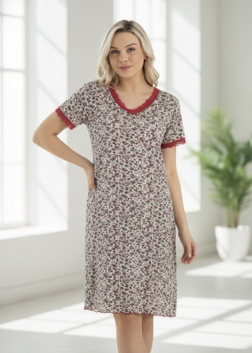 Ночная сорочка ZMT Collection бежевый, красный, мультиколор
