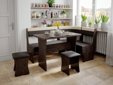 Кухонный уголок Уют-1 85x155x110 см, коричневый, темно-коричневый