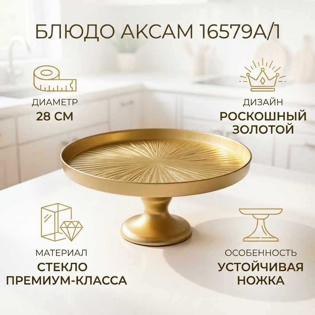 Блюдо Akcam 16579A/1 28х28 см, стекло, 1 шт