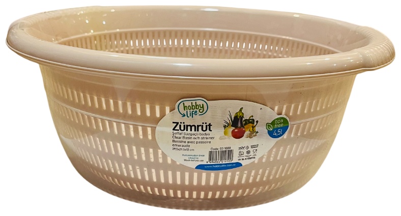 Миска-дуршлаг HOBBY LIFE Zumrut 031088 29.5 см пластик, 4.5 л 1 шт