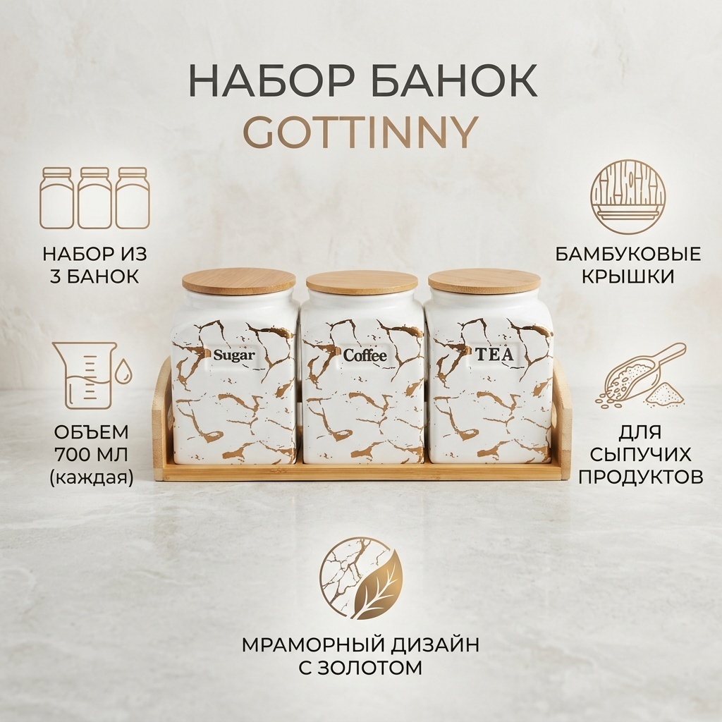 Банка Gottinny, дерево, керамика