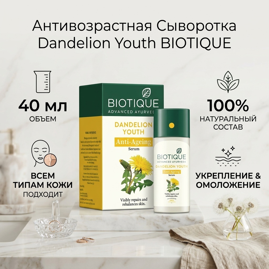 Антивозрастная сыворотка для лица BIOTIQUE, 40 мл