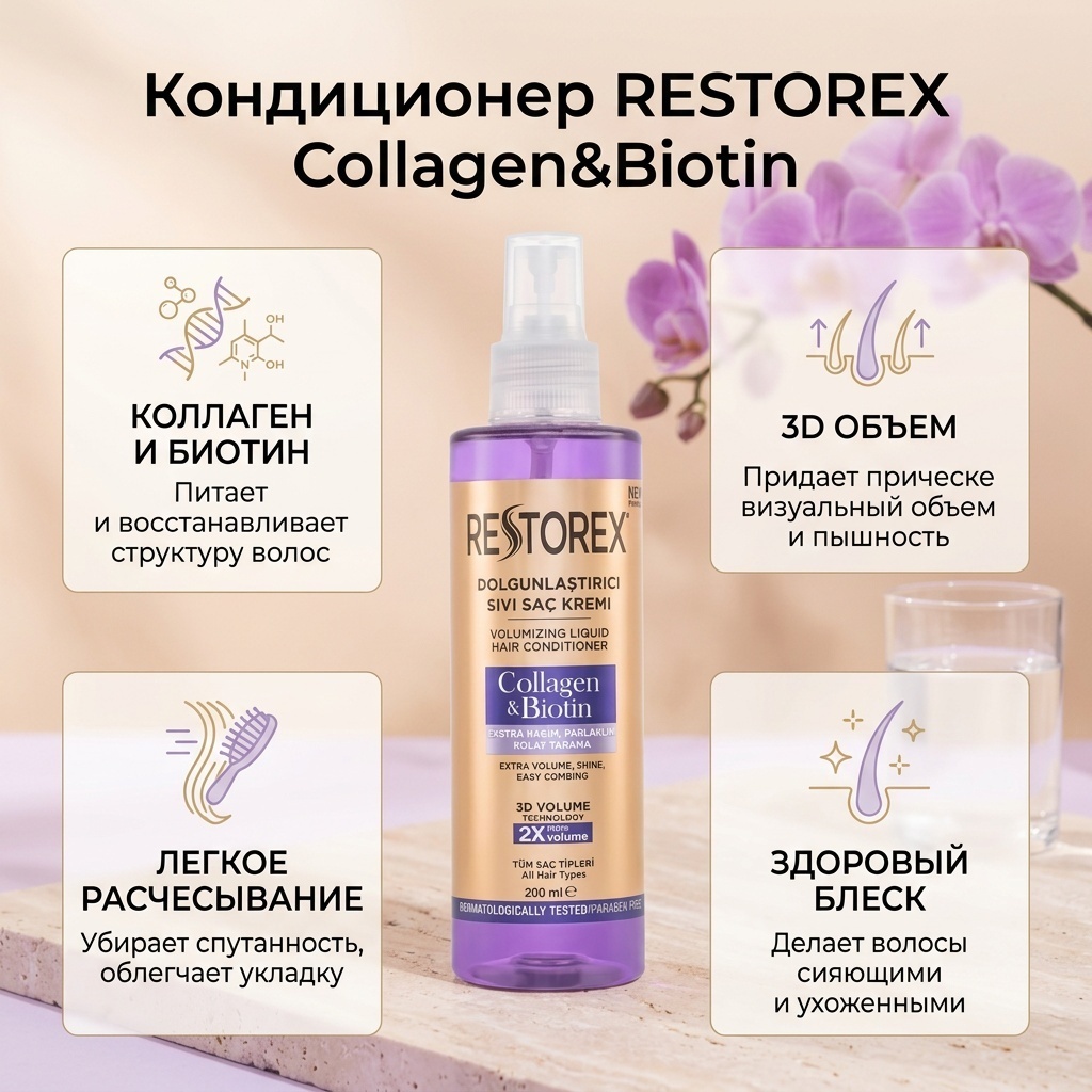 RESTOREX Collagen&Biotin кондиционер 200 мл
