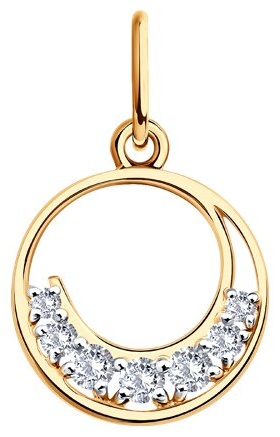Подвеска Diamant 51-130-01381-1 вес 0.64 г золото, фианит