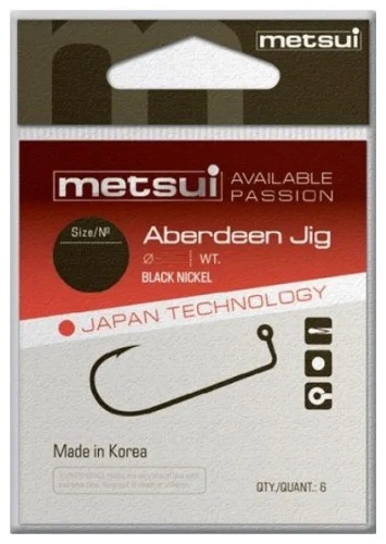 Крючок для рыбалки Metsui ABERDEEN JIG цвет bln, размер № 1 джиговый черный 6 шт