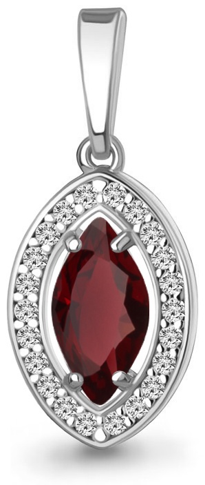 Подвеска AQUAMARINE 2543503 вес 1.41 г серебро, фианит, гранат