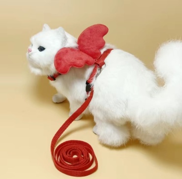 PET шлейка с поводком для прогулки S красный