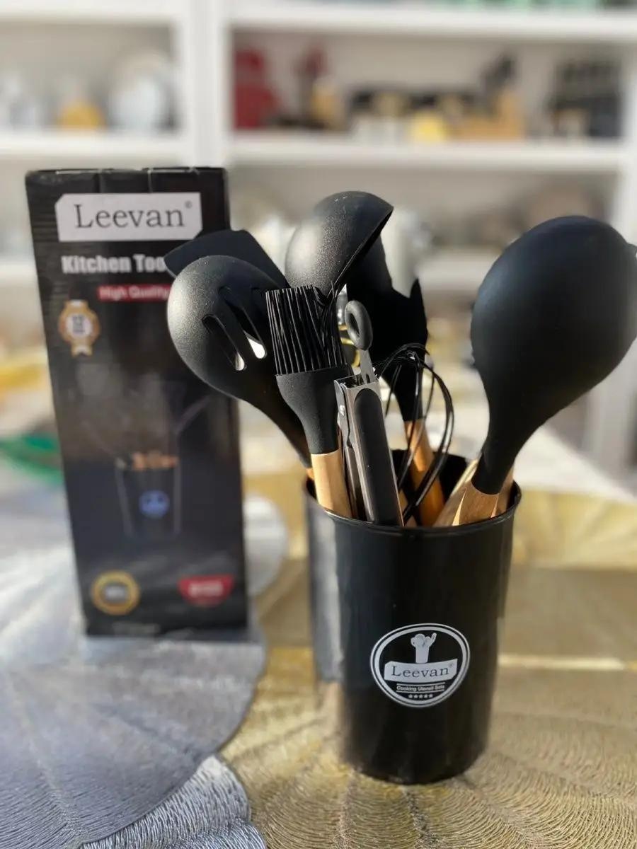 Набор кухонных инструментов Leevan пластик, силикон, бамбук, 12 шт